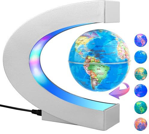 MOKOQI Magnetic Levitating Globe with LED Light and Rotating, Birthday Gift for Men Father Boys