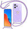 Yichxu Handyband für Xiaomi Redmi 12 4G Hülle mit Band, Glitzer Herz Silikon Handyhülle Kordel zum Umhängen, Schutzhülle mit Kette Stoßfest Necklace Handy Hülle für Redmi 12 4G (6.79), Lila