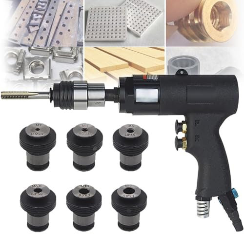 JINGEDD M3-M12 Pneumatische Gewindeschneidmaschine, Luftgewindeschneidpistole, professionelle Handgewindeschneidmaschine, zum Gewindeschneiden von Stahl, Eisen, Kupfer, Aluminium, Kunststoff