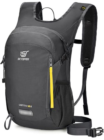 SKYSPER Rucksack Herren 15L Wanderrucksack mit Rückenbelüftung Tagesrucksack Travel Daypack Camping Wandern