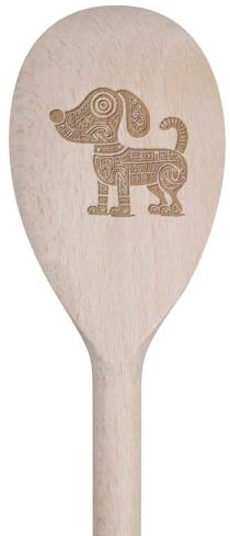 Azeeda 30cm 'Abstract Dog' Wooden Cooking Spoon (SO00020544)
