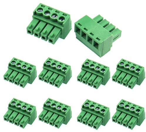 XUGERIP 10 connettori a 4 pin con passo da 2,54 mm per morsettiera a vite da 26-18 AWG, connettore maschio rapido innestabile, 4 poli