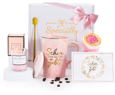 MEIMUCUL Geschenke für Frauen,Entspannung Kaffeetasse Geschenkset,Geburtstagsgeschenk für Frau- Schön Dass es Dich Gibt,Personalisierte Wellness Geschenk für Frauen,Freundinnen,Beste Freundin,Damen