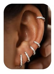 FIOROYAL 5Paar Kleine Gold Silver Creolen für Damen Herren Mädchen Hypoallergen Mini Creolen Ohrringe Set Gold/Silver Helix Piercings Knorpel Ohrringe für Empfindliche Ohren 6/7/8/9/10MM SCZ