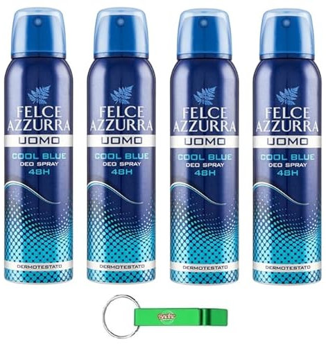 Felce Azzurra Deodorante Spray per Uomini 48h Cool Blue Extreme Freschezza – Formula anti-sudore – Deodorante 150 ml + portachiavi Beni Culinari gratuito