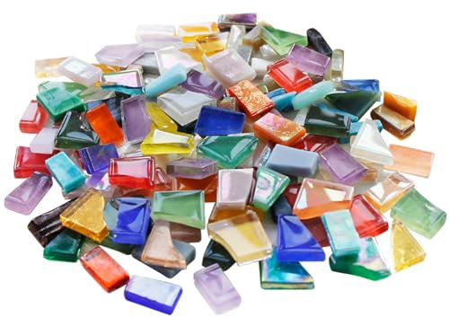 Mosaic Kits for Adults - 250g Mixed Color Mosaic Tiles, Crystal Mosaic Tiles Arts and Crafts, Stained Glass Mosaic Tiles for DIY Enthusiasts, Creative Handmade Mosaic for DIY Photo Frames Cups Flower