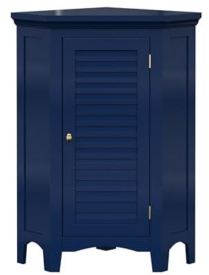 Elegant Home Fashions Armoire de Coin Sur Pied Bleu Marine Lamelles
