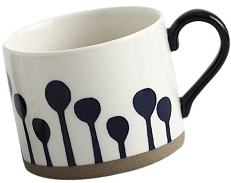 PHENOFICE Ceramic Coffee Mug 450ml Hand-Painted Floral Design Porcelain Milk and Beverage Cup Japanese Style Water Cup for Home and Office