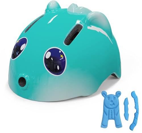 Shinmax Casque de vélo pour enfant - Casque de vélo enfant pour filles et garçons - Ajustement profond et espace pour une tresse, casque réglable pour vélo, skateboard, scooter, patinage (bleu mer, à