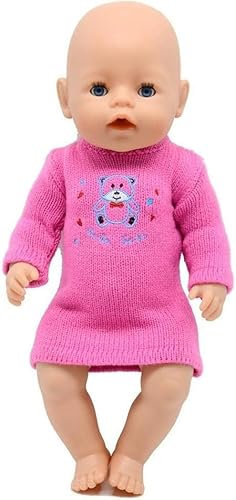 Codulu Puppen-Strickkleid, Kleidung für 46 cm große Mädchenpuppe, lässige Outfits, Our Generation Puppe, langärmeliges Kleid, Kostüm, Zubehör, Spielzeug
