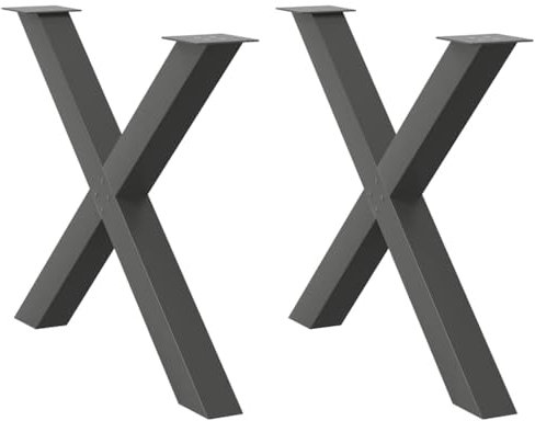 vidaXL Esstischbeine X-Form 2 STK. Anthrazit 90x(72-73) cm Stahl, Tischbein, Tischbein Metall, Esstischbein, Möbelbein, Schreibtischbein