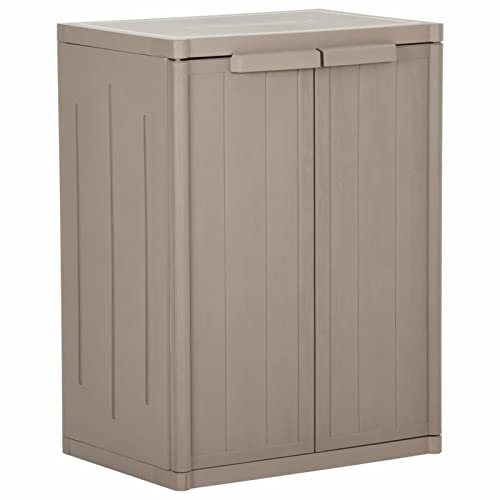 Iiaky Armoire de Rangement Jardin Marron 65x45x88cm PP Aspect de Bois,Armoire Metal,Meuble Garage,Armoire Rangement