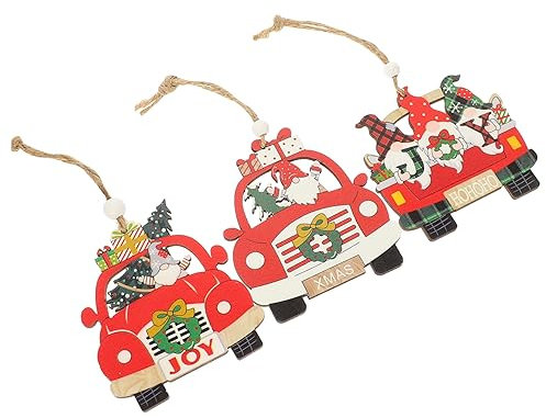 ORFOFE Holz Weihnachtsdeko Autoförmiges Hängeschild Weihnachtsbaum Outdoor/Indoor