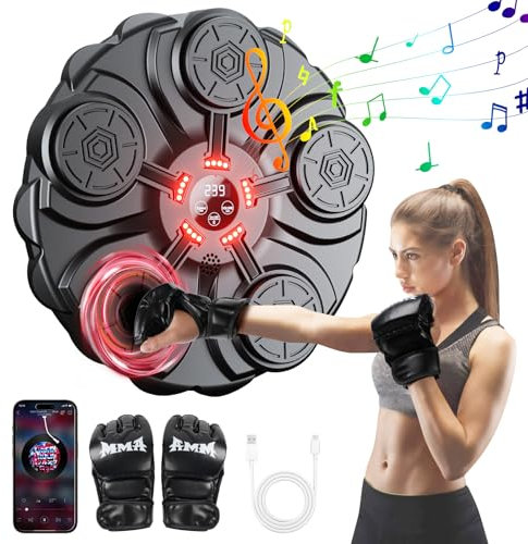 yorraka Machine de Boxe Musicale Adulte - 9 Vitesses Réglables et Comptage Beatpunch Boxe Mural Musique avec Gants de Boxe - Bluetooth Music Boxing Machine pour Enfants Entraînement à la Maison