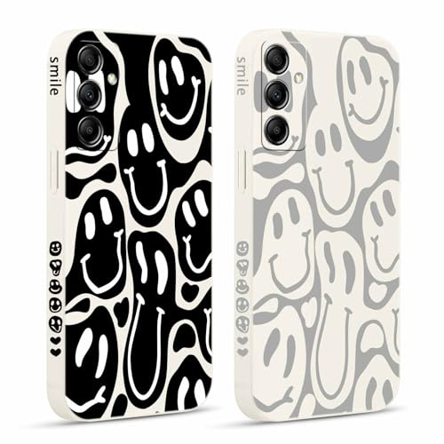 Pnakqil 2 stück Handyhülle für Samsung Galaxy A25 5G 6,5, Hülle Lustiges Funny Lächeln Design Grimace Bemaltes Muster süß Ästhetik Mädchen Silikon Schutzhülle Tasche Schön Kameraschutz Case
