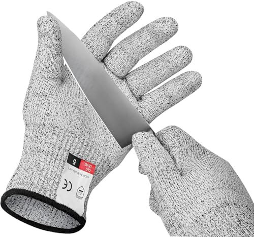 JOOTUEPO Schnittsichere Schnittfeste Handschuhe, Arbeitshandschuhe lebensmittelecht,Leistungsfähiger Level 5 Schutz, Schnittschutzhandschuhe für den täglichen Gebrauch Gartenbau/Baustelle/Küche - L