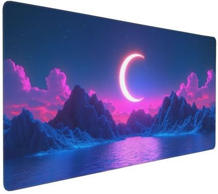 Mouse Mat 500x250x3 mm Large Gaming Mouse Pad Moon Scenery Desk Mat Stitched Edges, Mousepad Non Slip Rubber Base, Waterproof Soft Cloth, Computer Accessories for Home Office Decoration, Gifts L-1107