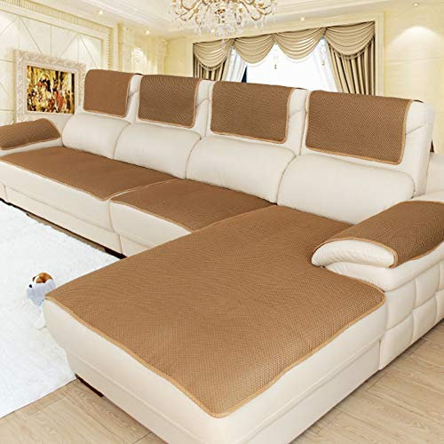 Rutschfester Sofabezug mit Sofa-Armbezügen, dicker und schützender Bezug für Ledersofa, mehrere Größenoptionen, Kaffeefarbe, 70 x 120 cm, einzeln verkauft