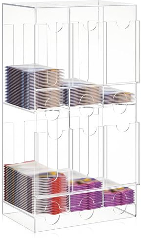 Colingmill 1 x Acryl-Booster-Pack-Spender, Kartenspender, Aufbewahrung und Organizer, für Sammelkarten, Boosterpacks, Sport und mehr (oben und unten 6 Fächer)