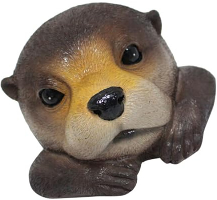 Garneck Schwimmende Miniatur Otterfigur aus Kunstharz für Gartenteich | Realistische Tierfigur, für Garten und Fischbecken, Liebevolle Otterform
