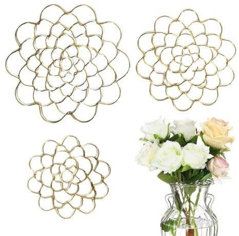 Blumenarrangementhalter - Eisenmaterial | 3-teiliges Metallblumenfrosch-Gitter für Vase | 4/5/6 Zoll Edelstahlstammhalter für Blumensträuße, Pflanzenfixierung und Heimatkoration