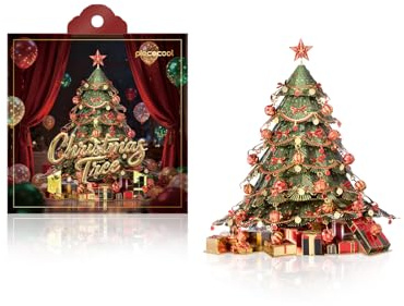 Piececool Puzzle 3D Adulte RAimant pour Efrigérateur en Forme d'arbre de Noël Puzzle 3D Metal Gifts DIY Vintage Model Assembly Christmas,44 Pièces