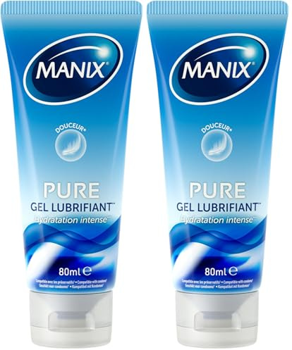 MANIX Pure Gel : Lubrifiant Intime (80mL) à Base d'Eau/Compatible avec les Préservatifs/Idéal pour les Rapports Vaginaux et Anaux (Lot de 2)