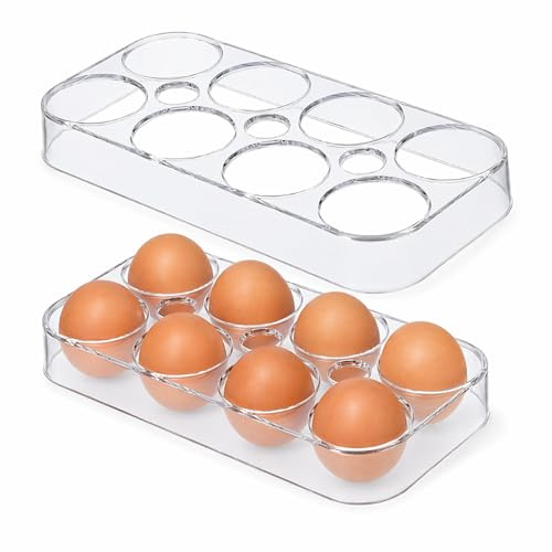 Soomuct 2PCS Eier Aufbewahrung Kühlschrank, Eierbehälter für Kühlschrank, Eierhalter Kühlschrank, Strapazierfähiger Transparenter Eierhalter, Kompaktes Design (17,5 × 8,5 × 2,2 cm).