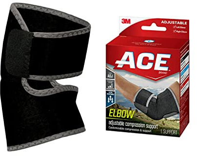 ACE Brand Adjustable Compression Elbow Support, Moderate Support for Weak, Sore or Injured Joints, Adjustable Features, One Size Fits Most