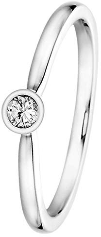 trendor Diamantring 585 Weißgold mit Brillant 0,05 ct Verlobungsring 532477-54 Ringgröße 54/17,2