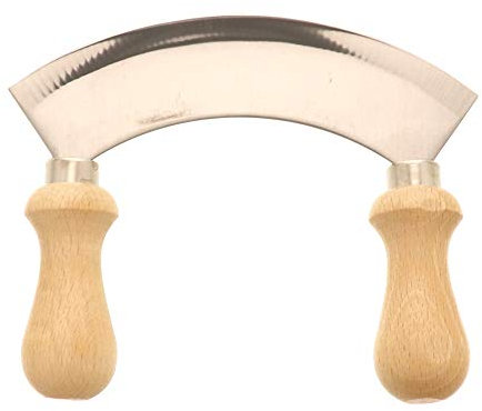 HOFMEISTER® Wiegemesser mit Edelstahlklinge - Hochwertiges Küchenwerkzeug für präzises Schneiden von Kräutern, ergonomischer Griff aus Buchenholz