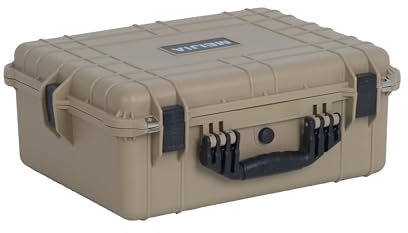 MEIJIA Waterproof Hard Camera Case with Customizable Fit Foam, Fit for Drones,Camera,Lens (Desert Tan, 20.62x16.85x8.11)