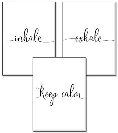 4Good Yoga Sport Bilder, Wandbilder Wohnzimmer als lustige Sprüche, Motivations Bilder fürs Büro oder die Küche, Bild mit Spruch als Schlafzimmer Poster ohne Rahmen (Inhale-Exhale A3)