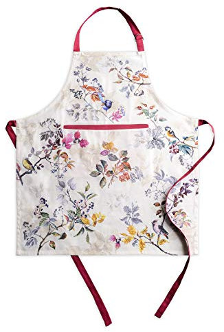 Maison d' Hermine Equinoxe-Beige 100% Baumwolle 1-teilige Küchenschürze mit verstellbarem Hals und versteckter Mitteltasche, Langen Krawatten für Frauen/Männer, Thanksgiving/Weihnachten (70cm x 85cm)