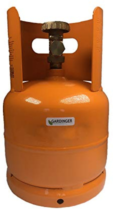 GARDINGER befüllbare 1 kg Gasflasche orange mit Kragen Propan/Butan mit Anschluss 3/8