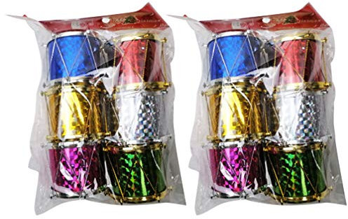 NUOBESTY 12stücke Teiliges Bunte Glitzer-Weihnachtsbaum-Dekoration Mini-trommeln Für Festliche Anlässe Weihnachten Party Und Hochzeitsdeko Strapazierfähig Und Bruchsicher