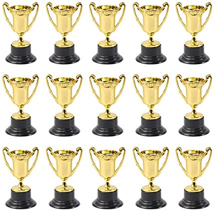 Small Trophies for Kids, 20Pcs Trophy Cup Reward Trophy Plastic Prize Cup with Base Golden, Mini Reward Prizes for Basketball Football Soccer Baseball Carnival Party Favor Props
