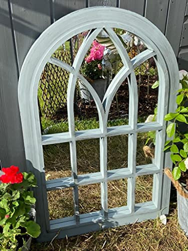 Marissa's Garden & Gift - Grey with black touch Outdoor/Indoor lightweight any weather mirror 76cm x 51cm x 4cm