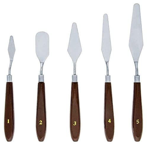 Quickdraw Supplies Set of 5 Metal Palette Knives Spatula Knife Set Artist Oil & Acrylic Paint Painting Kit
