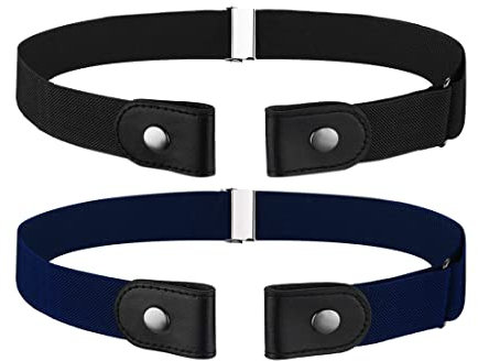 Clyhon 2 Stück Stretch Gürtel Ohne Schnalle Gürtel Ohne Schnalle Elastisch Unsichtbar Unisex für Jeans Hosen Schnallenfrei Elastischer Gürtel für Damen Oder Herren Unsichtbare, L, Schwarz