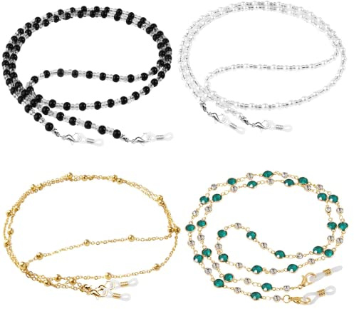 Defrsk 4 PCS Eyeglass Chains for Women Eyeglasses String Holder Glasses Strap Eyewear Chain Glasses Cord Lanyard Gift