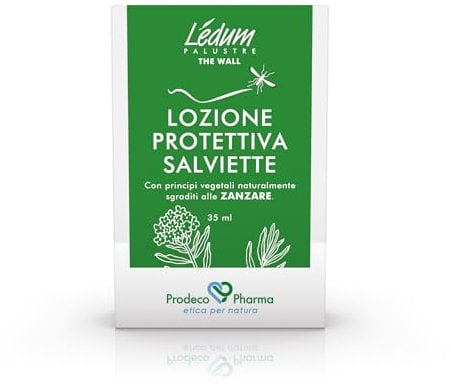 Prodeco Pharma Ledum THE WALL 14 Salviette Monouso- Lozione Protettiva in Salviette - Antizanzare Naturale