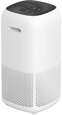 Amazon Basics Air Purifier for Home Bedroom (48m²) with True HEPA Acivated Air Filter & Intelligent Air quality sensor, UK plug, White