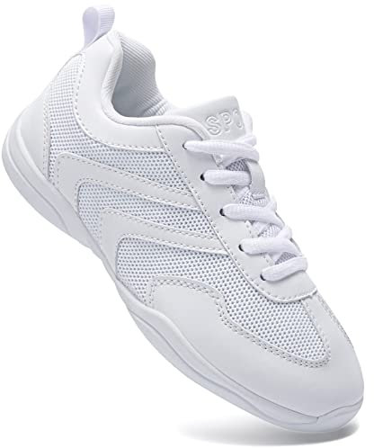 LANDHIKER Cheer Schuhe für Damen, Cheerleading-Schuhe, Mädchen, Jugendliche, weiß, Wettbewerb, Cheerleading, Ausrüstung, Tanzschuhe, Sportschuhe, Tennis, Training, athletische Schuhe, flache Schuhe,