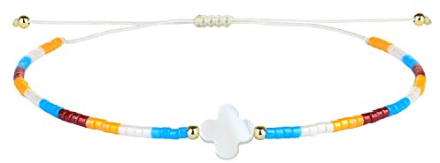 KELITCH Bracelets En Perles En Forme De Trèfle À Quatre Feuilles Bracelets En Perles Miyuki Couleurés Bracelets À Breloques Faits À La Main Bracelets Pour Femmes Bijoux