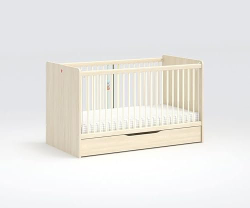 Froschkönig24 Montessori Babybett Kinderbett 70x140 cm Braun, Matratze:ohne, Auszug:mit Bettschublade
