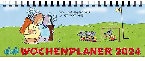 Uli Stein Kalender 2026 - Tischkalender quer + 5 Postkarten Geschenk - Wochenplaner für 2026 - Jahreskalender 2026 mit 68 Seiten & Spiralbindung - Cartoon Kalender