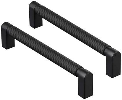 CILEYTION 10 Pack Black Cupboard Handles, 96mm Hole Spacing Kitchen Cupboard Handles
