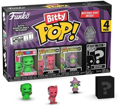 Funko Bitty Pop! The Nightmare Before Christmas - Oogie Boogie 4PK - Oogie Boogie, Lock, Shock und eine Überraschungs-Mini-Figur - 0.9 Inch (2.2 cm) Sammlerstück - Geschenkidee Fans