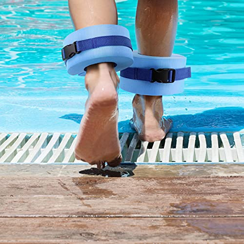 TITA-DONG 2 Stück Schaumstoff-Schwimmmanschetten, Wassergymnastik-Schwimmring, Fitness-Übungsset, Knöchel-Arm-Gürtelband mit Schnellverschluss-Ärmeln für Schwimm-Fitness-Training, Blau(Bule)